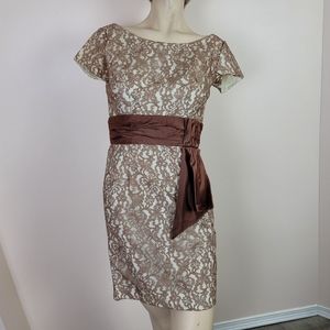 Vintage brown lace cocktail dress 1950s pinup